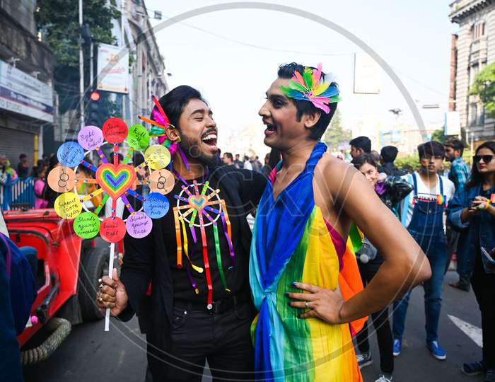 Gay and Lesbian ( LGBTQ ) Rainbow pride walk