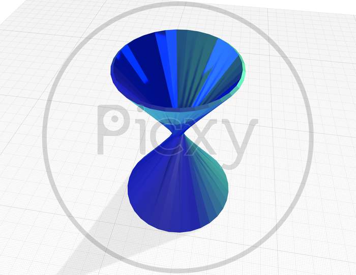 Three Dimensional View Of Hourglass Isolated On White Background