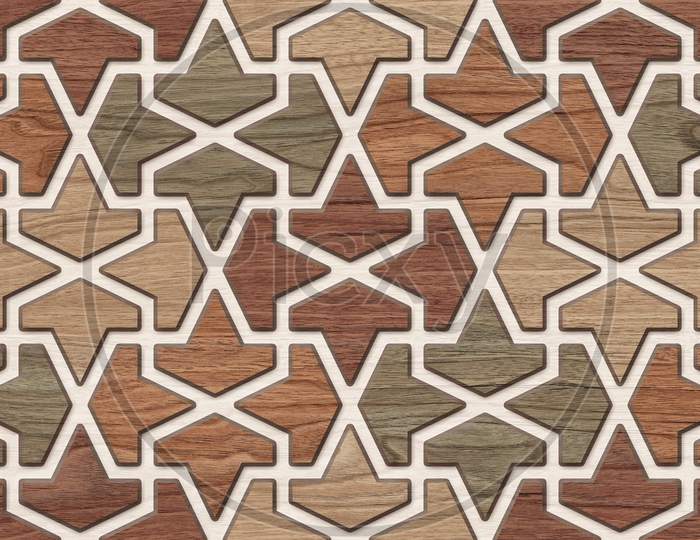 Pattern Carved On Wood Background For Wall Decor