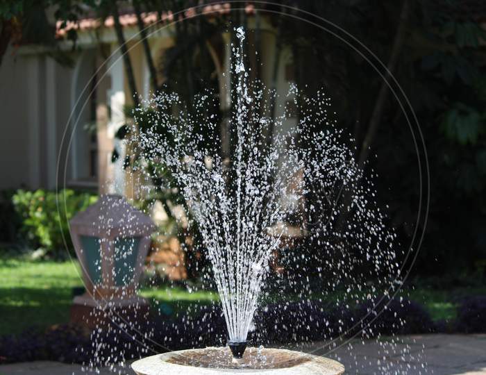 Water fountain in a resort captured in Goa