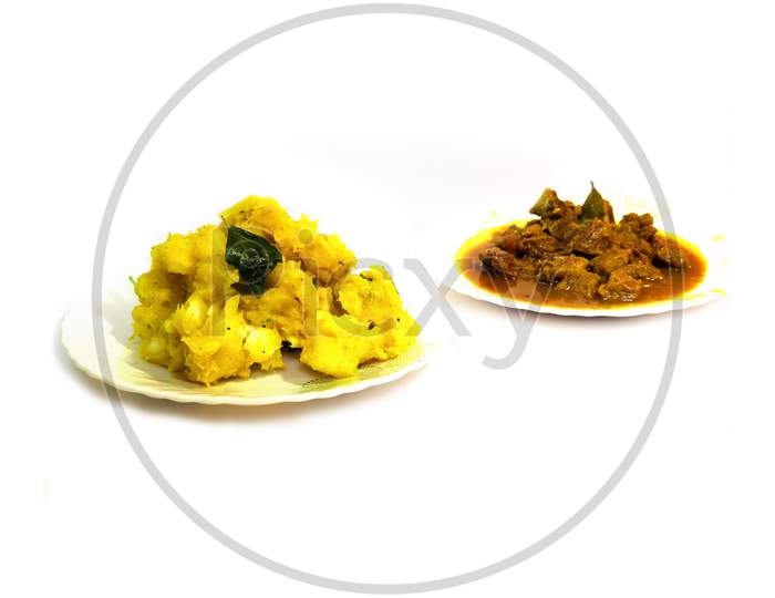 Kerala Style Cooked Tapioca And Beef Curry
