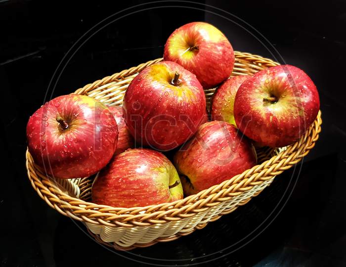 Apples in basket.