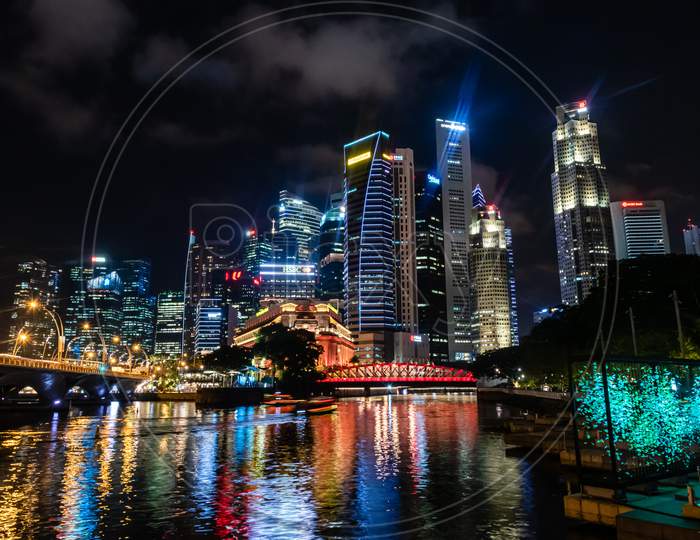 Low Light Night Cityscape, Marine Bay Send, Singapore 2020