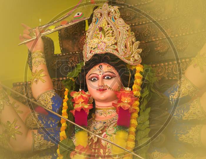 Idol of Hindu Goddess Durga during Bengal's Durga Puja festival