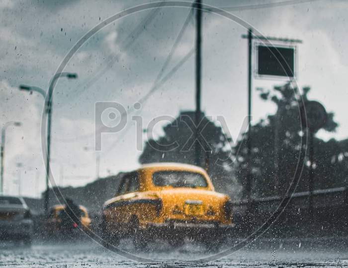 Vintage car, rain, vehicle,