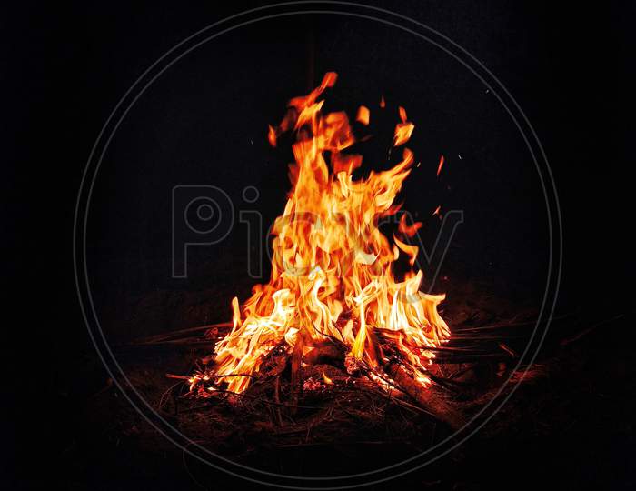 bonfire in night