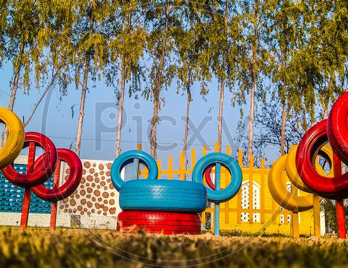 Colourful tyres
