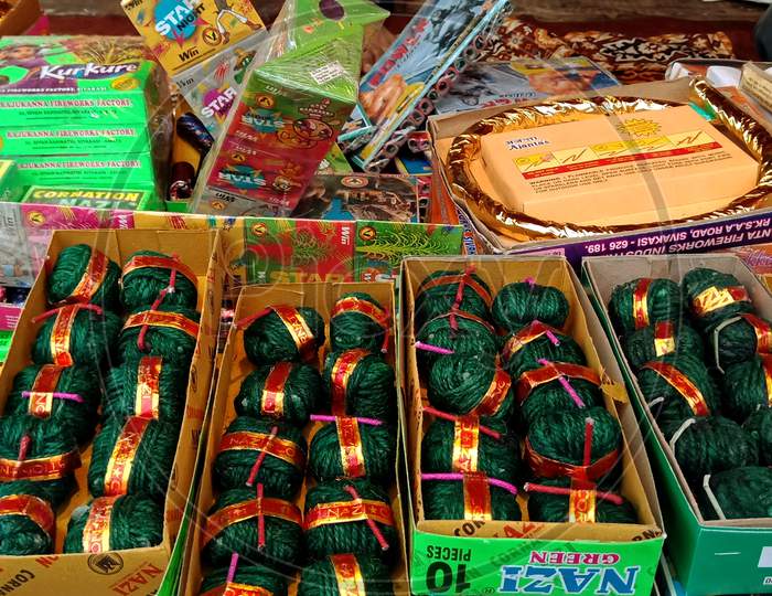 Indian Crackers Bazaar For Diwali Festival.