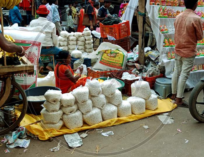 Indian Village Street Market Poor Shop Mismanagement Style.