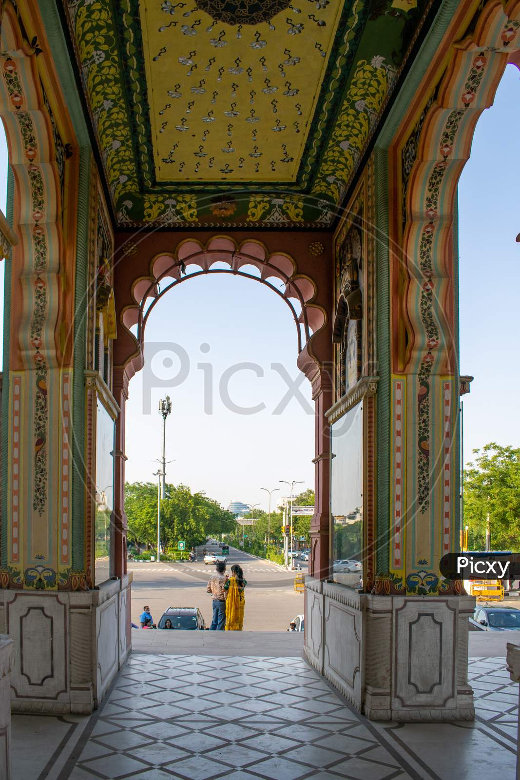 Visitors visiting Patrika Gate near Jawahar circle garden in Jaipur