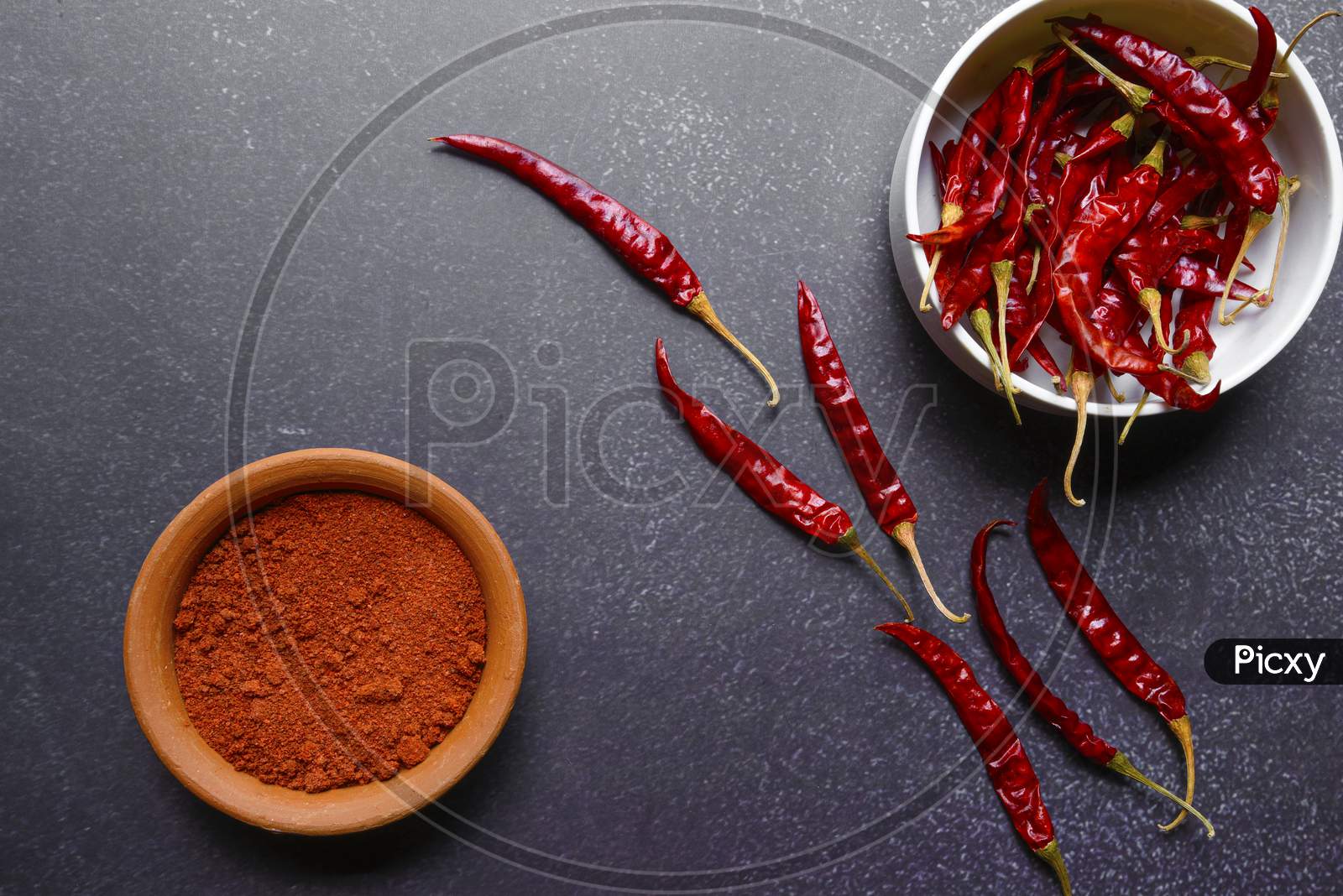Spicy Red Chilli Powder With Super Chilli Background