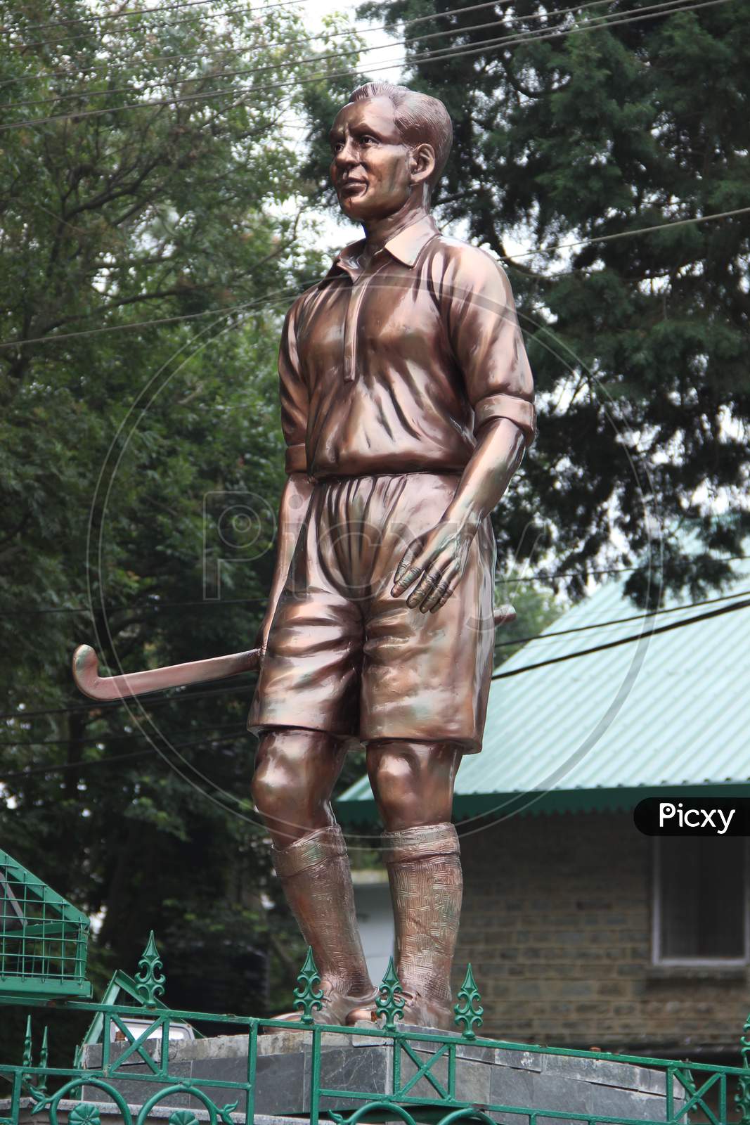 Statue of Great Indian Hockey Player, Major Dhyan Chand in the main market.