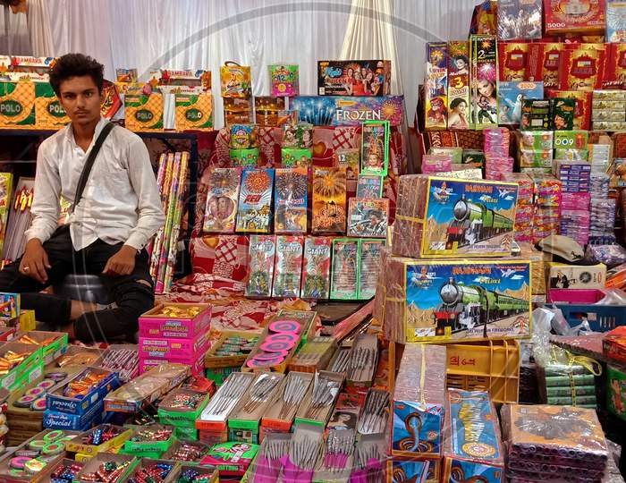 Indian Crackers Store For Diwali Festival Bazaar.