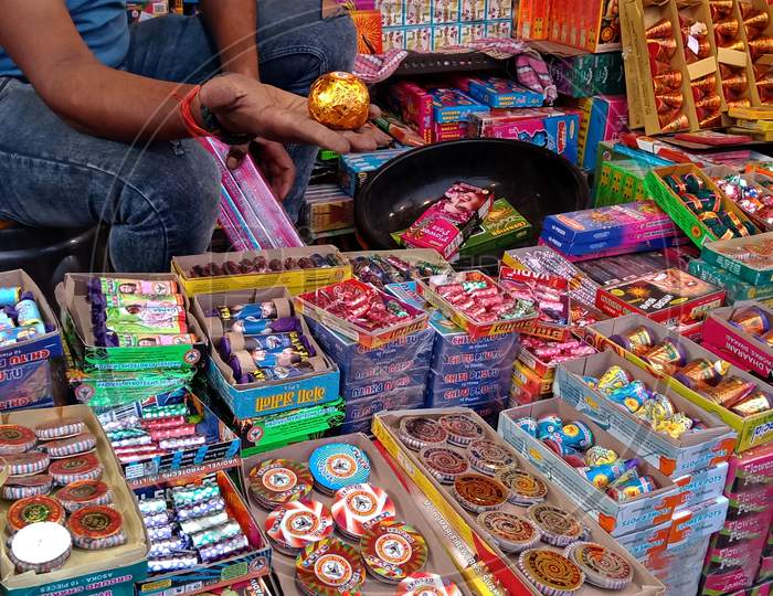 Indian Crackers Bazaar For Diwali Festival.