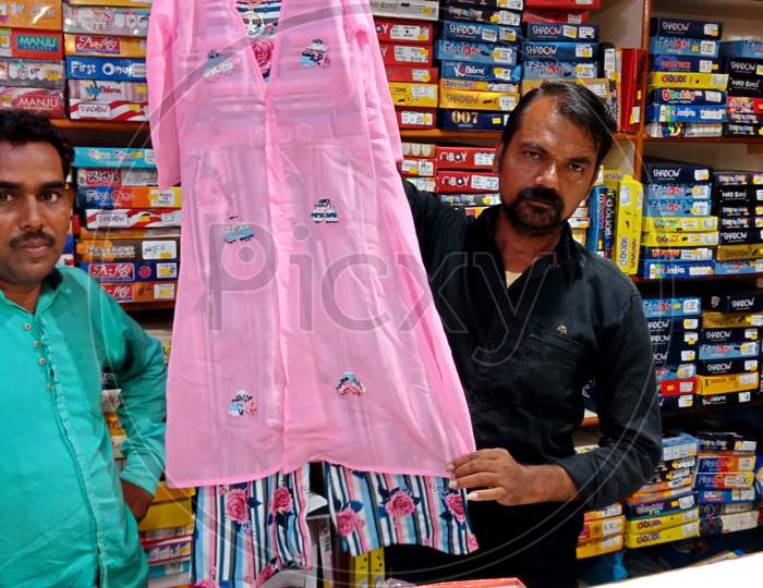 Indian Street Garment Textile Bazaar.