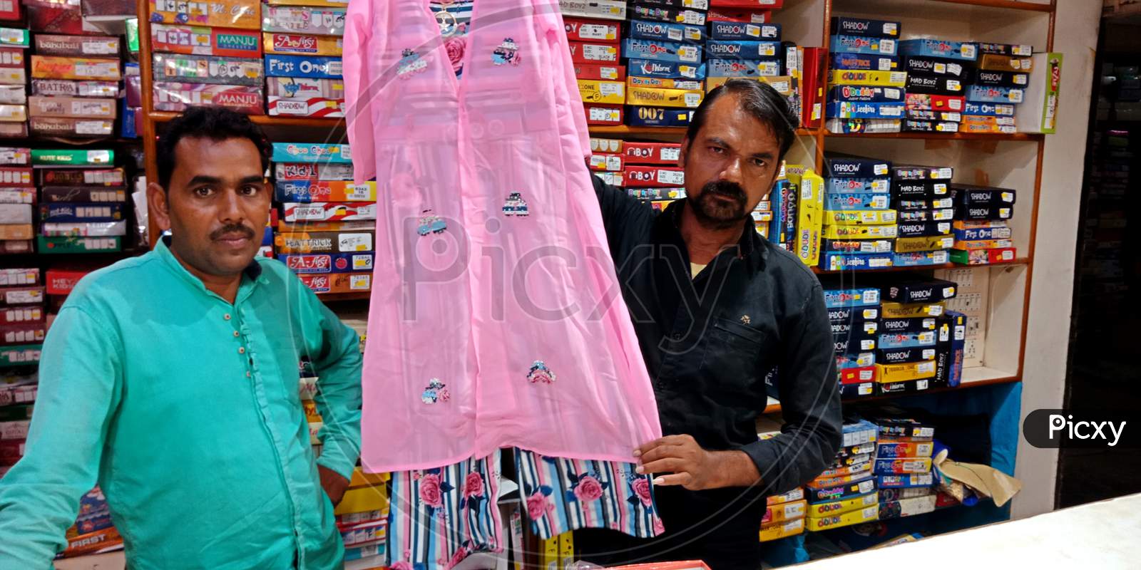 Indian Street Garment Textile Bazaar.