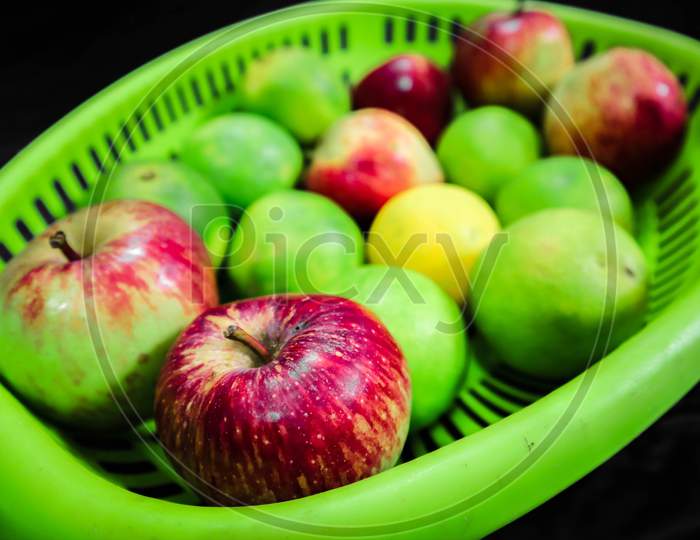 Fruits in the basket , macro photography