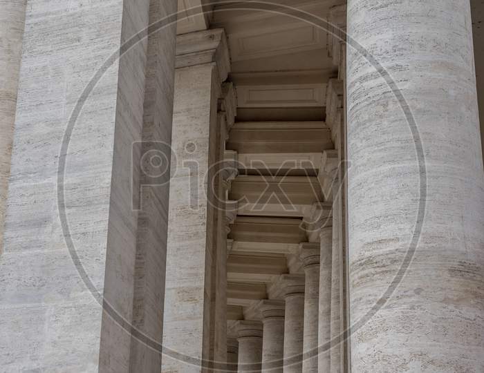 Vatican City, Italy - 23 June 2018: Colonnades Of St. Peter'S Square In Vatican City Vatican City, Italy - 23 June 2018: Colonnades Of St. Peter'S Square In Vatican City