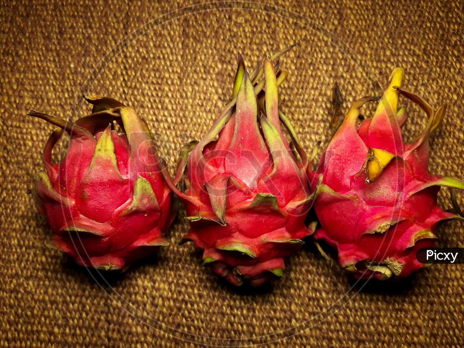 Dragon fruit ,fleshy vibrant red in colour full of vitamins and minerals .