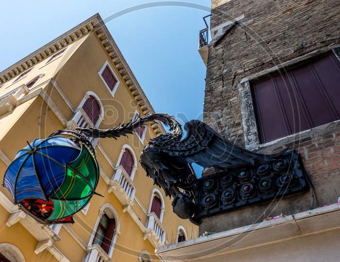 Italy, Venice, A Clock On The Side Of A Building