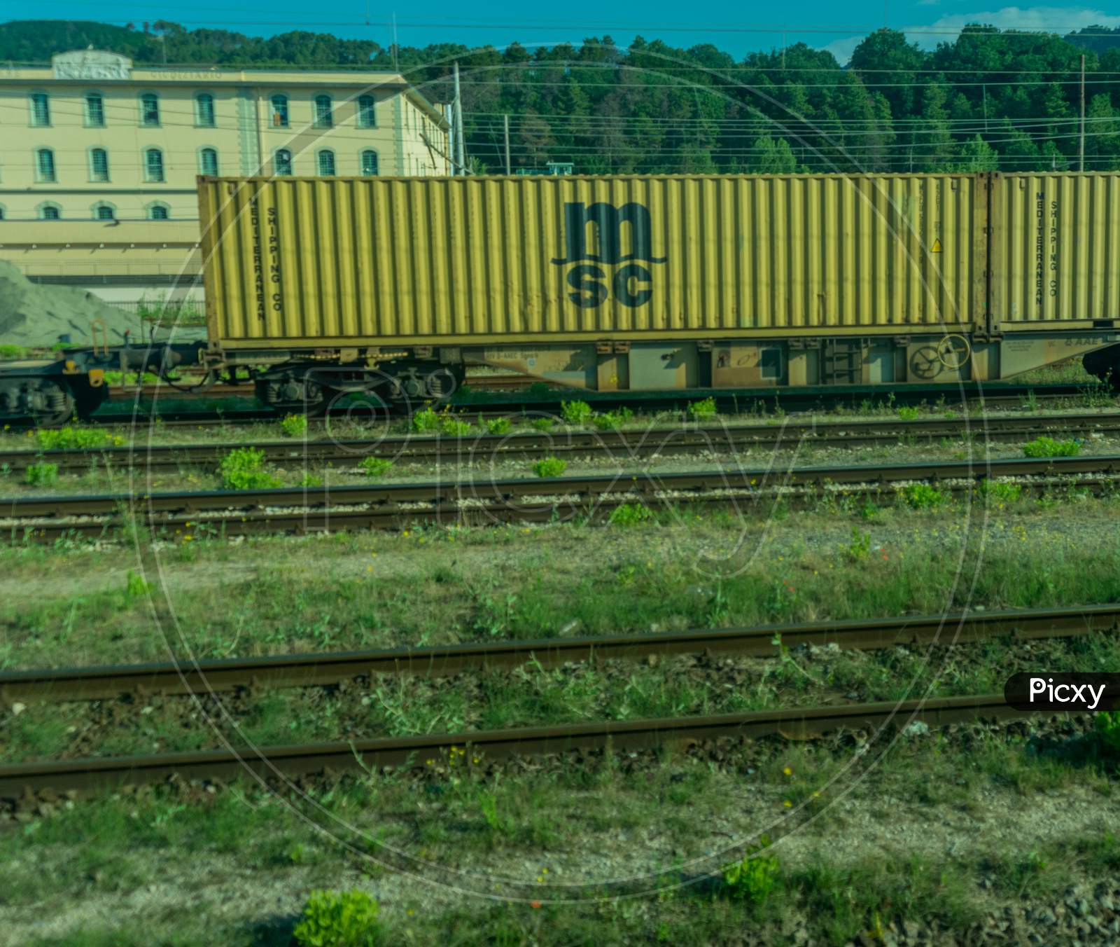 La Spezia, Italy - 28 June 2018: The Msc Container On A Train In Italy