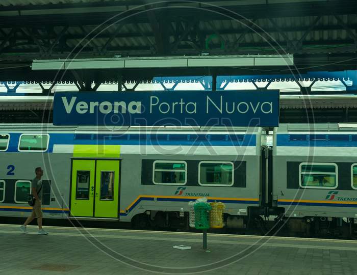 Verona Porta Nuova, Italy - 28 June 2018: The Verona Porta Nuova Railway Station, Italy