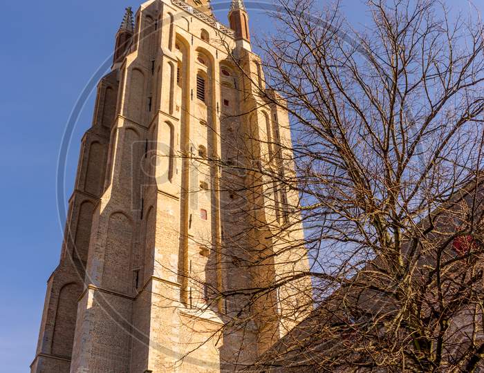 Bruges, Belgium - 17 February 2018: The Church Of Our Lady In Bruges, Belgium