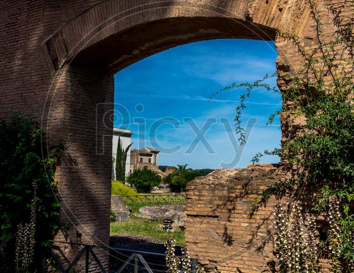Italy, Rome, Roman Forum, A View Of A Stone Building