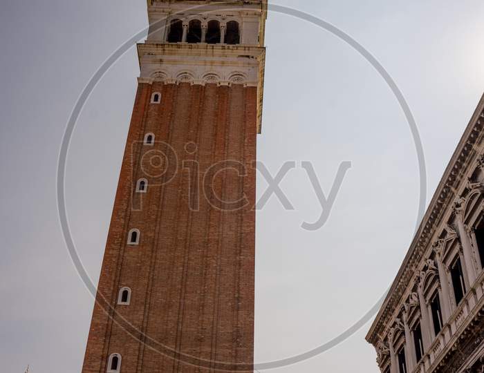 Italy, Venice, St Mark'S Campanile, Low Angle View Of Historical Building Against Sky