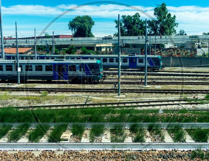 Bologna, Italy - 28 June 2018: The Bologna Railway Station, Italy