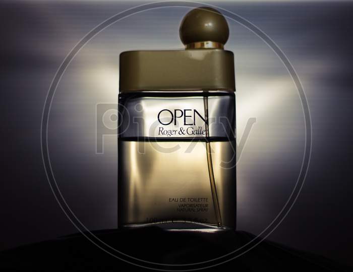 Product photography of an imported perfume.