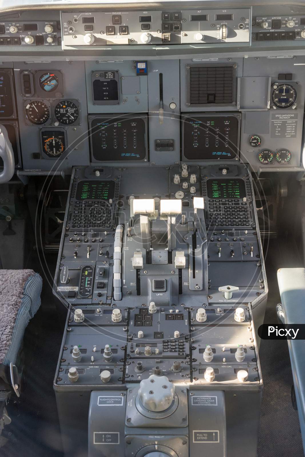 Netherlands, Amsterdam, Schiphol - 06 May, 2018: Klm Cityhopper Cockpit. Schiphol Is One Of The Busiest Airport In Europe.