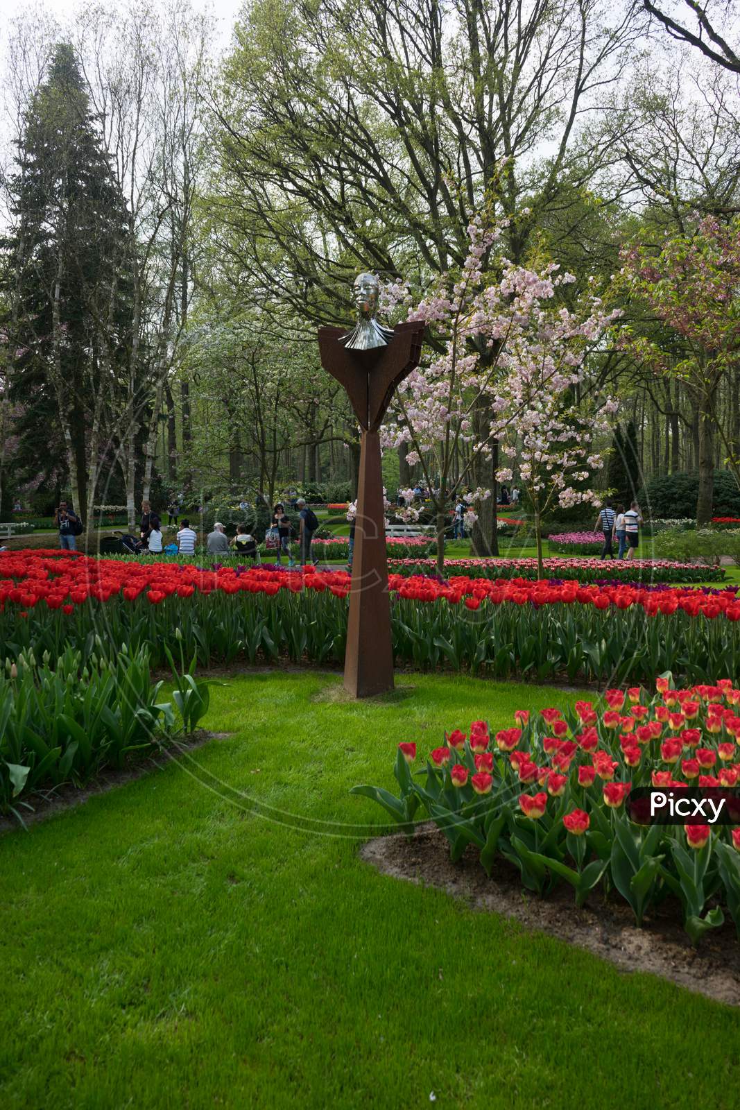 Lisse, Netherlands - 22 April: Monument At  Keukenhoff, Tulip Gardens
