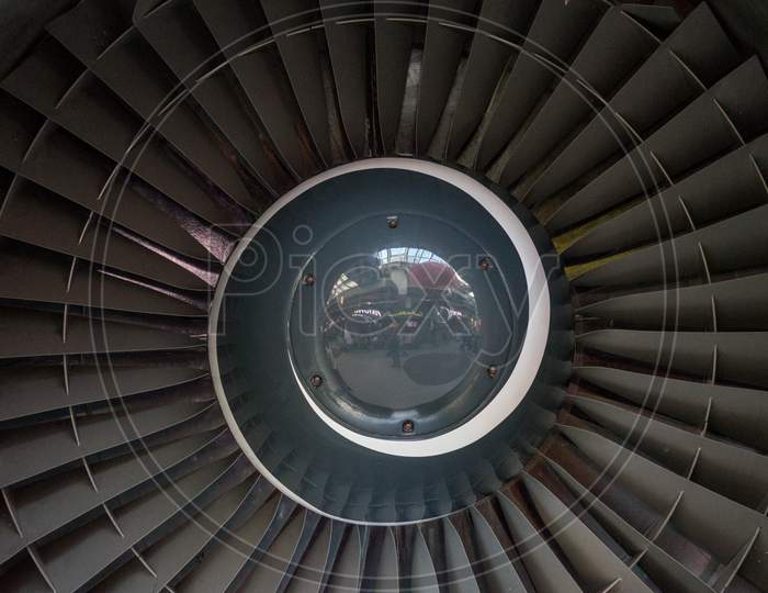 Netherlands, Amsterdam, Schiphol, Full Frame Shot Of Airplane Engine