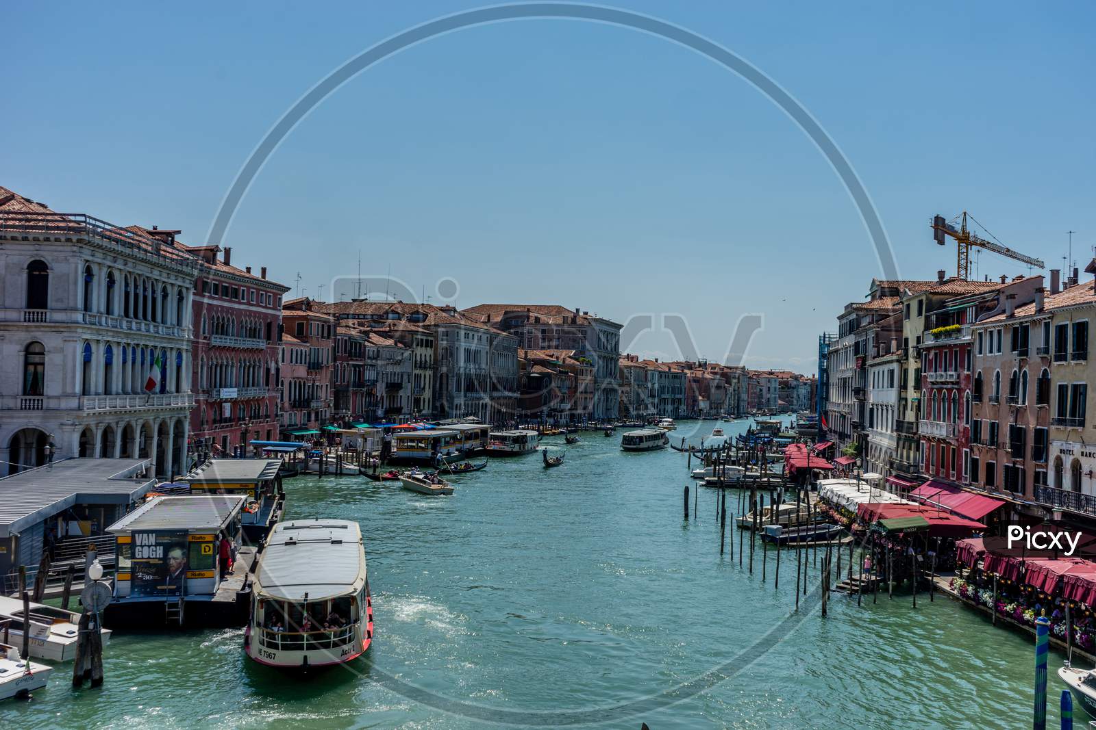 Venice, Italy - 01 July 2018: The Cityscape And Townscape Of Venice Along The Grand Canal In Italy