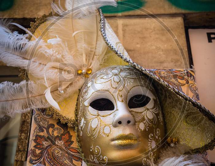 Italy, Venice, A Close Up Of A Venetian Mask