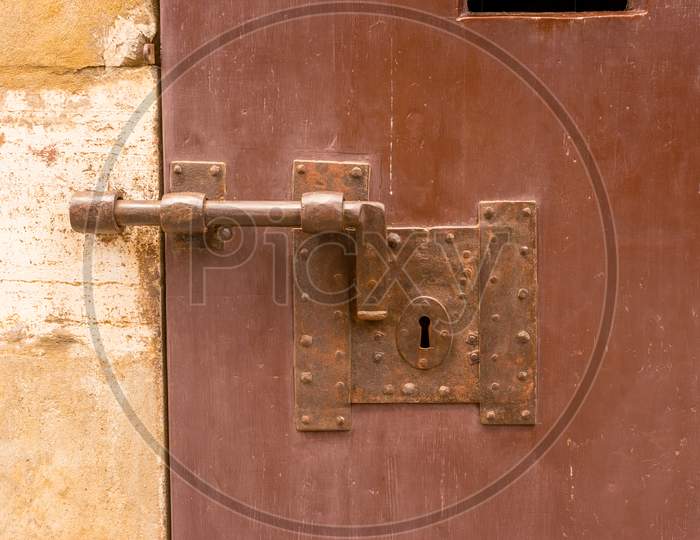 Latch Of A Door And Key Hole In Ancient Rome