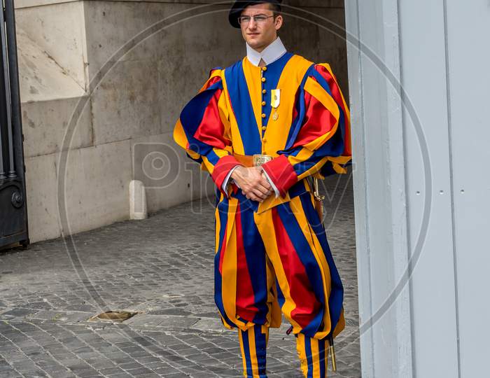 Vatican City,Italy - 23 June 2018: The Swiss Guard In Vatican City
