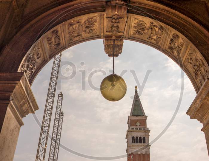 Italy, Venice, St Mark'S Basilica, Low Angle View Of Buildings Against Cloudy Sky