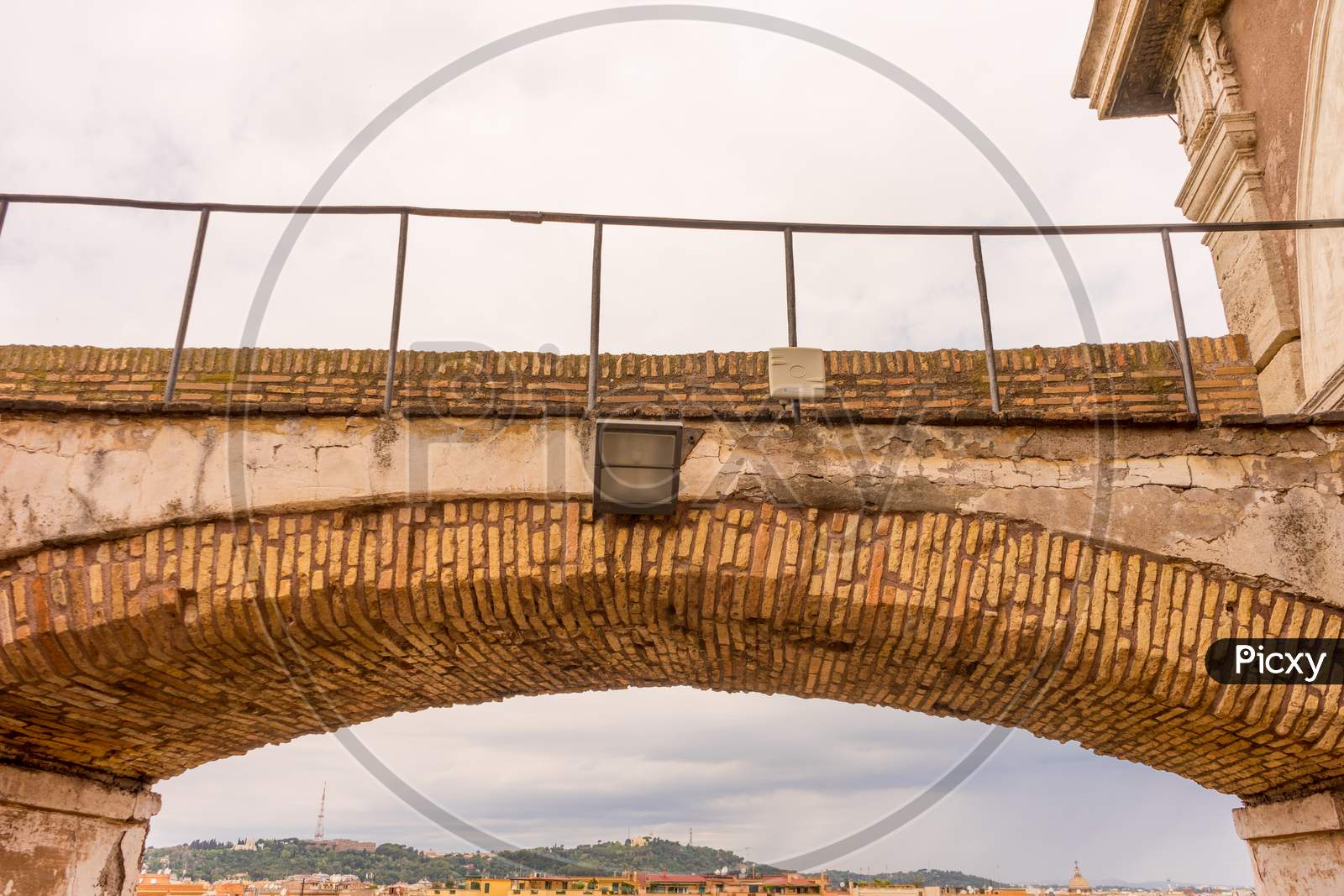 Italy, Rome, Castel Sant Angelo, Mausoleum Of Hadrian, A Long Bridge Over A Metal Fence