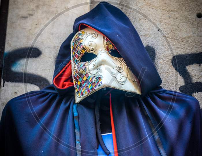 Italy, Venice, A Close Up Of A Venetian Mask