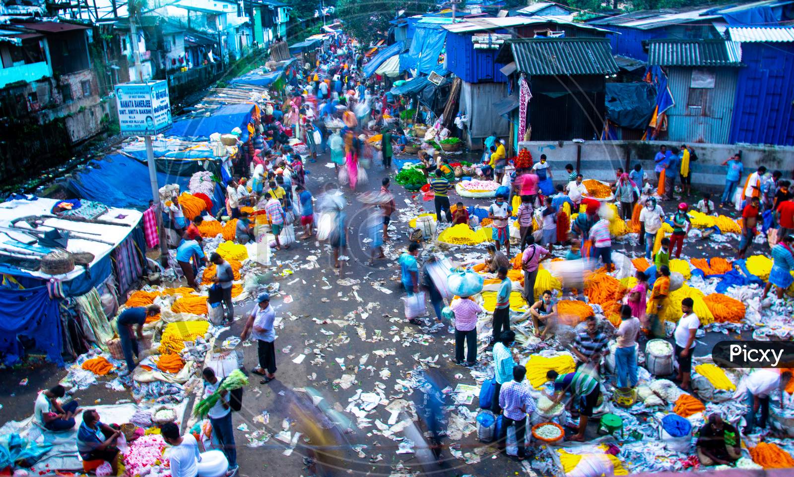 Colourful and Busy Flower Market