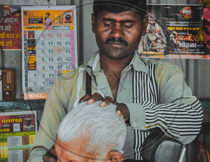Street side barber| india