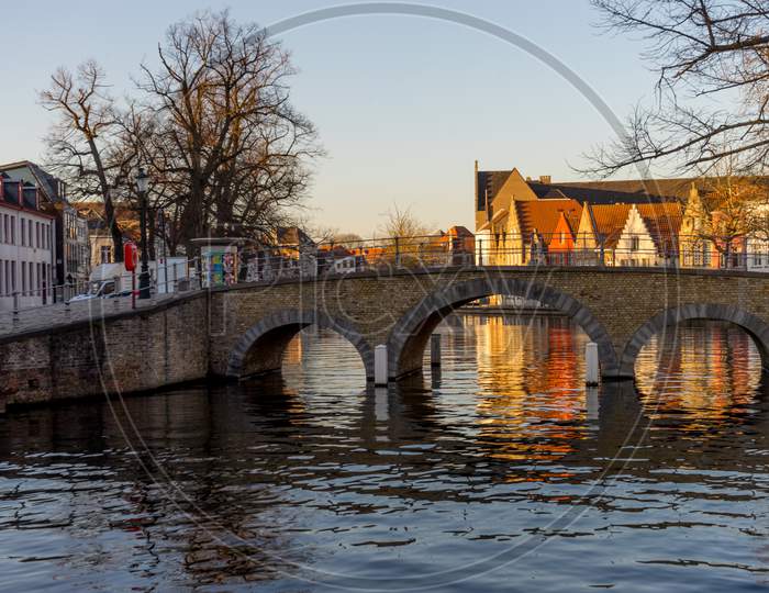 Belgium, Bruges,A Bridge Over Water