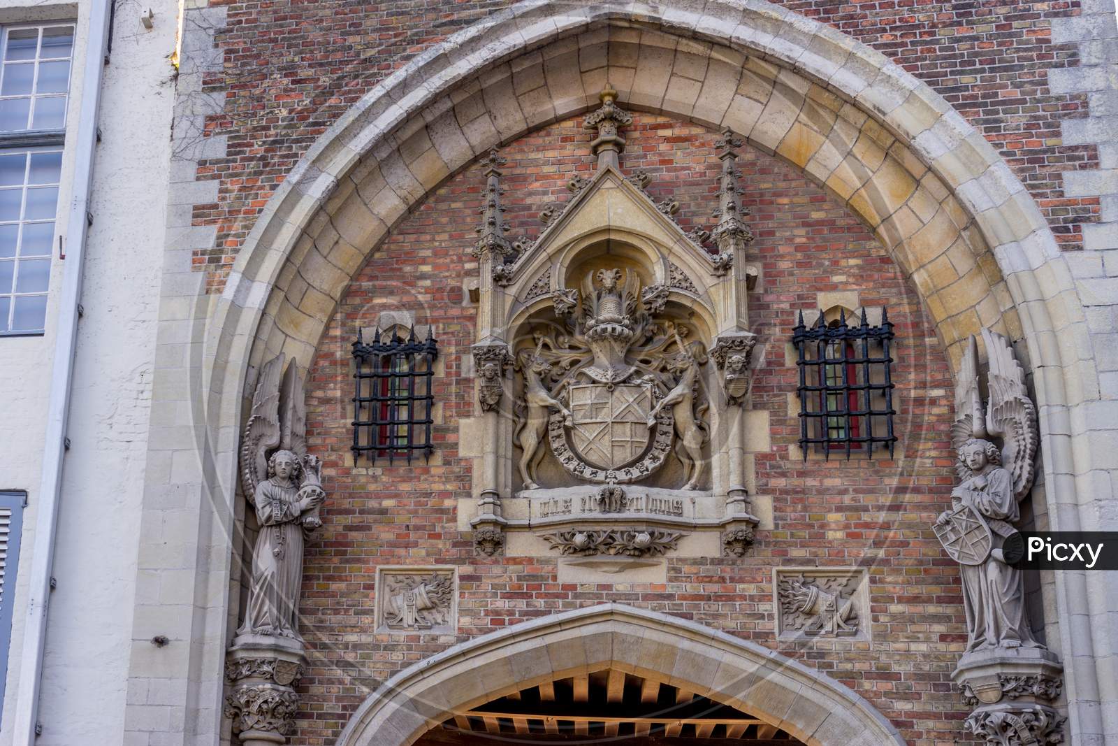 Belgium, Bruges, Arch At Church Of Our Lady,