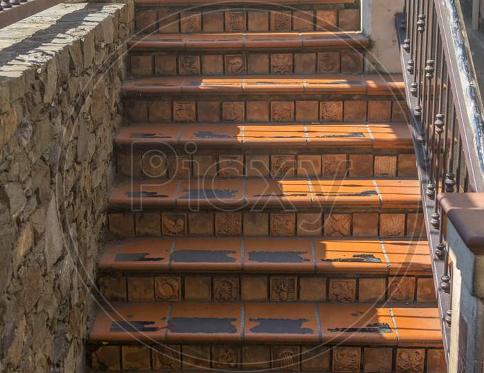 Italy, Cinque Terre, Manarola, A Stone Staircase