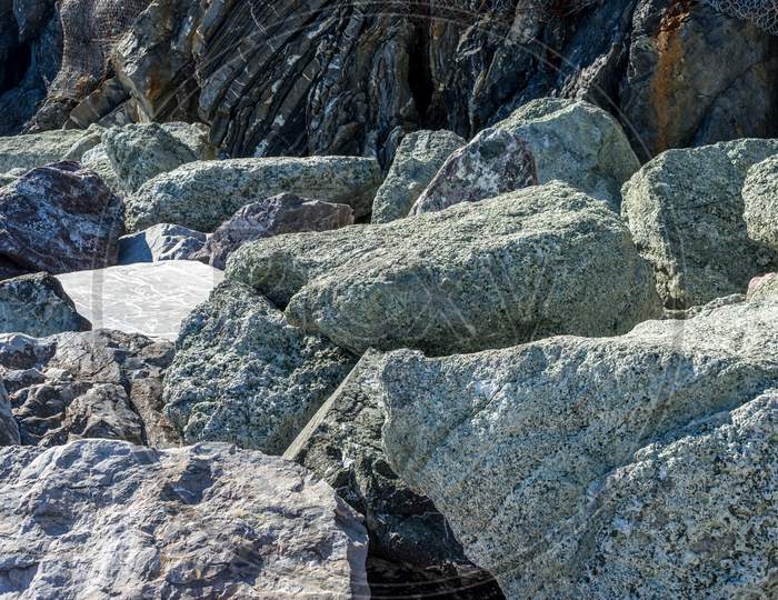 Italy, Cinque Terre, Monterosso, Full Frame Shot Of Rocks
