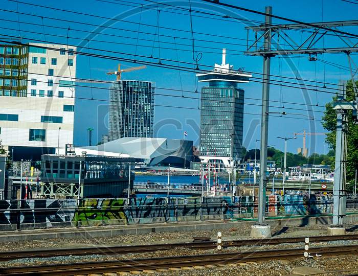 Netherlands, Amsterdam Sloterdijk - 22 July 2018: The Amsterdam Central Railway Station.