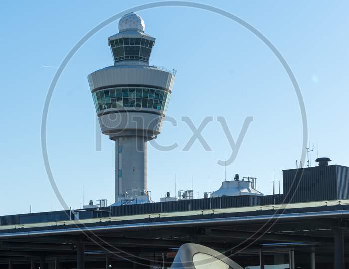 Netherlands, Amsterdam, Schiphol - 06 May, 2018: Panorama Terrce At Airport. Schiphol Is One Of The Busiest Airport In Europe.
