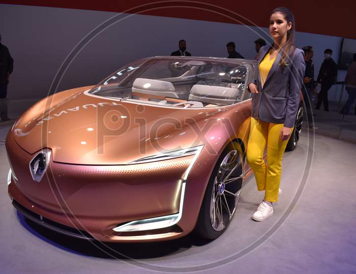 Renault sports car with cute girl on auto expo motor show greater Noida India